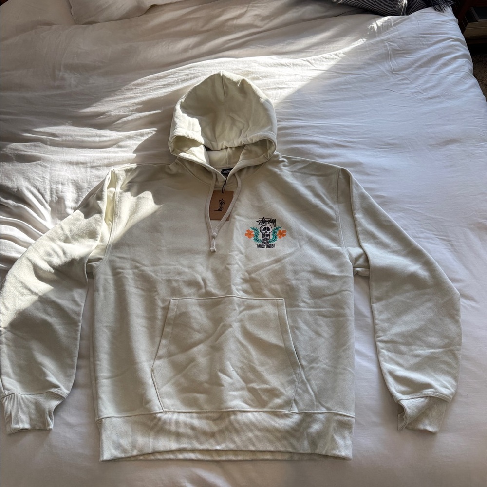 Stussy Off-White Hoodie with Embroidered Graphic
